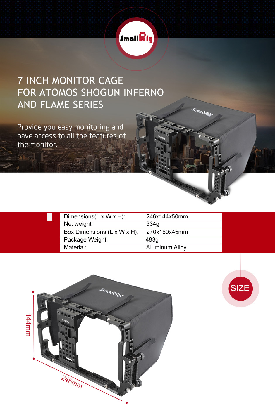 7 inch monitor cage